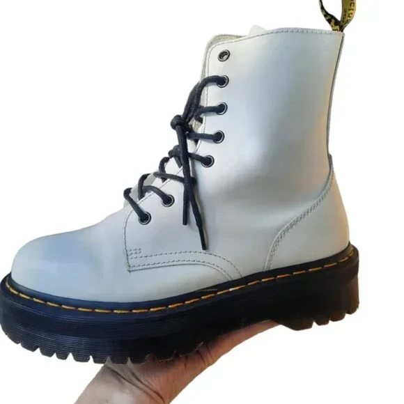 Dr. Doc Martens Platform Jadon White AirWay Combat Boots High Top W10 Y2k 90s
